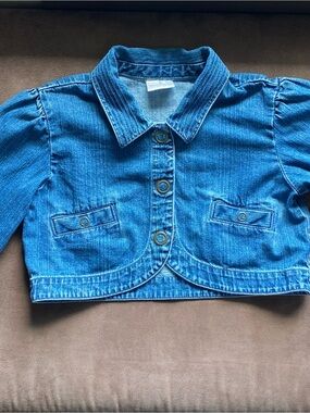 Girls' Blue Denim Cropped Jacket